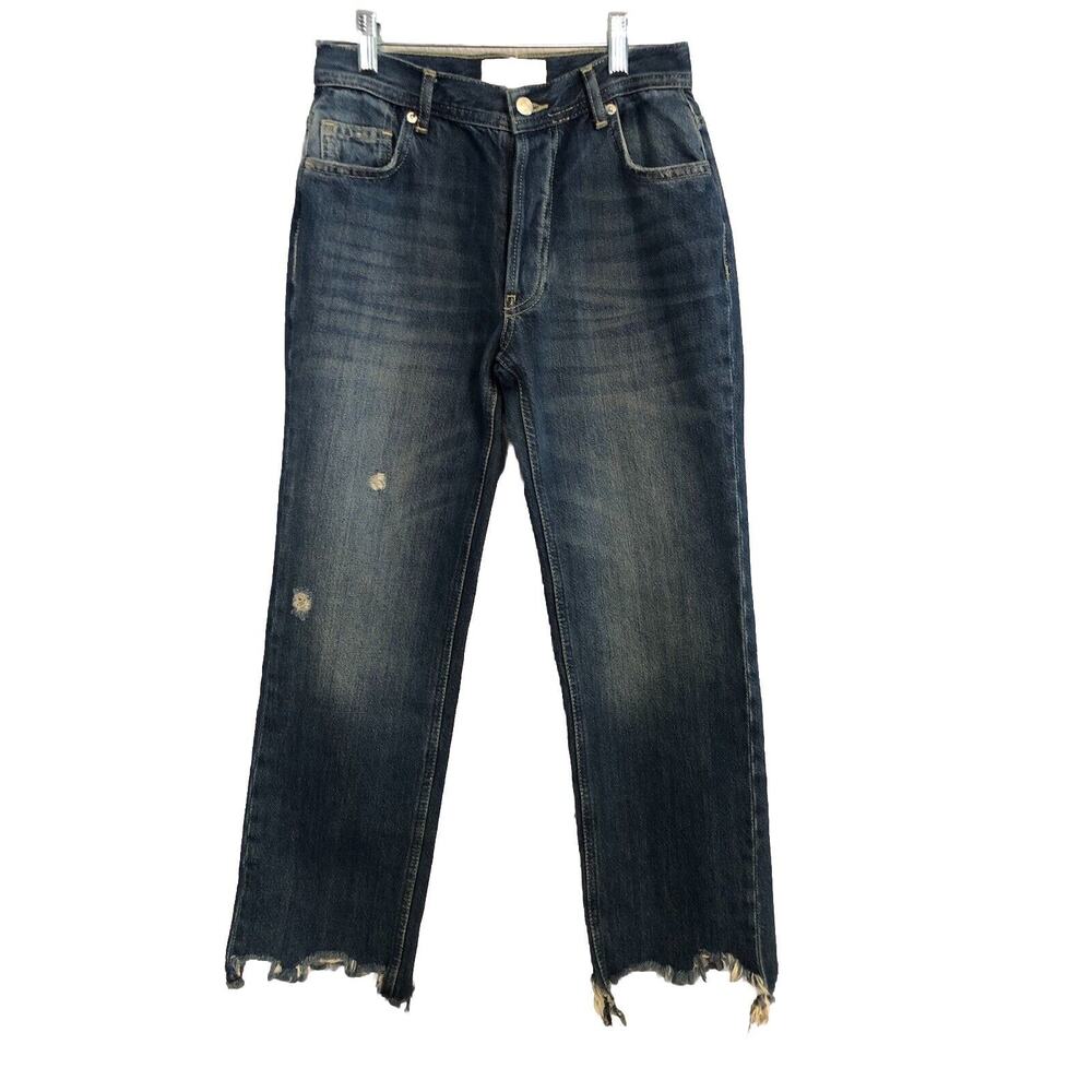 We the Free Women’s Jeans Size 25‎ Distressed Raw Hem Ankle Straight Leg Denim